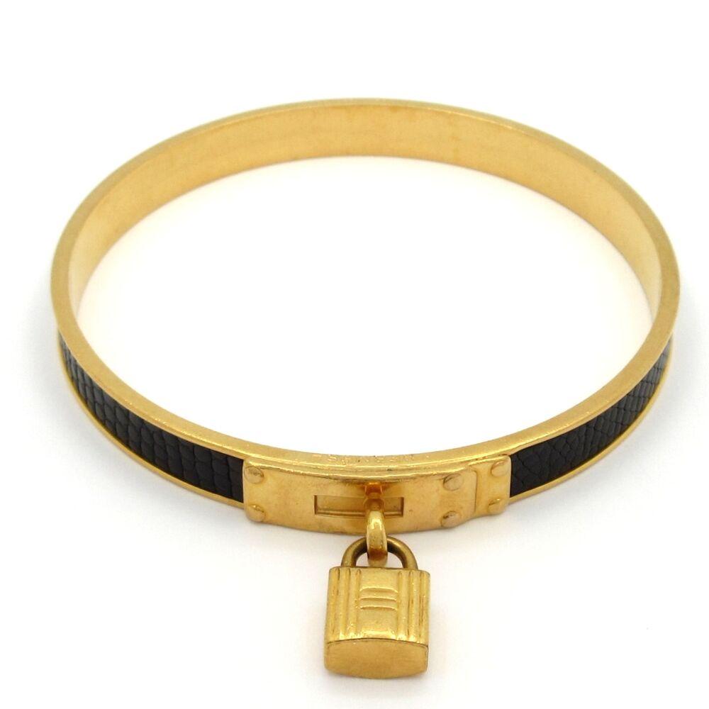 Hermès Kelly Bangle Gold Black Hardware Leather